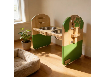 Comedouro Elevado Duplo Pet Madeira Cães E Gatos desmontável